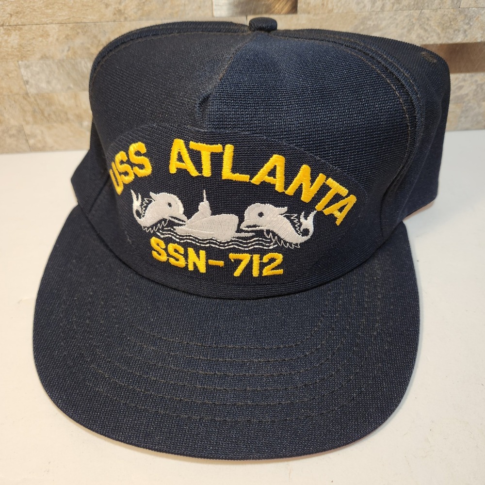 Vintage USS Atlanta SSN-712 Navy Submarine Snapback Hat Made in USA Mens Cap